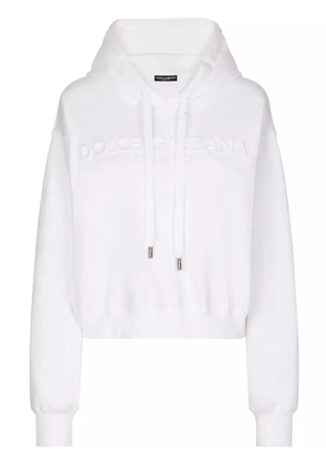 Dolce & Gabbana logo-embossed drawstring hoodie - White