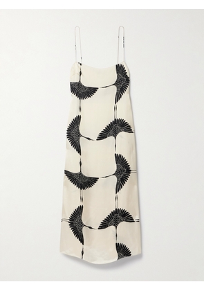 KHAITE - Sicily Printed Two-tone Satin Midi Dress - Yellow - US0,US2,US4,US6,US8,US10,US12