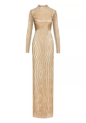 Oscar de la Renta sequinned-wave tulle gown - Gold