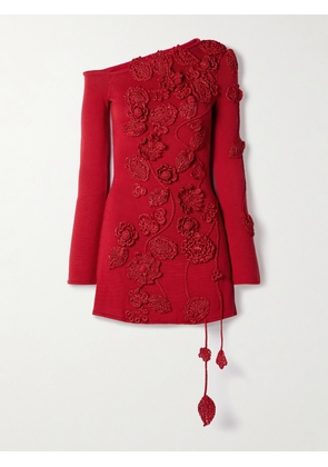 Cult Gaia - Kaela Appliquéd Lyocell-blend Mini Dress - Red - xx small,x small,small,medium,large,x large