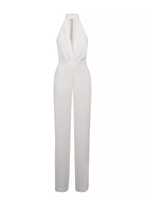 Nuè halterneck embellished jumpsuit - WHITE