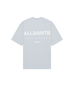 ALLSAINTS Underground Short Sleeve Crew Neck Tee in Baby Blue. Size L. Also in M, S, XL/1X.