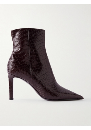 Jimmy Choo - Frankie 85 Croc-effect Leather Ankle Boots - Burgundy - IT36,IT36.5,IT37,IT37.5,IT38,IT38.5,IT39,IT39.5,IT40,IT40.5,IT41,IT41.5,IT42