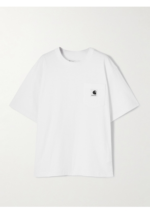 Sacai - + Carhartt Wip Appliquéd Canvas-trimmed Cotton-jersey T-shirt - White - 0,1,2