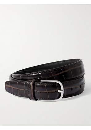 TOTEME - Croc-effect Leather Belt - Brown - 70,80,90