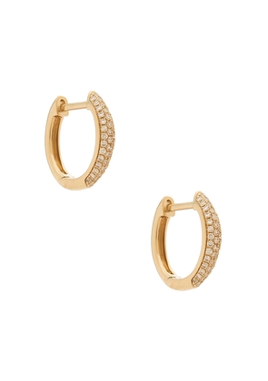 EF COLLECTION Diamond Dome Huggie Earrings in Metallic Gold.