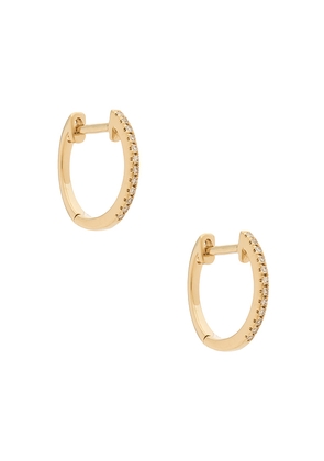 EF COLLECTION Diamond Huggie Earrings in Metallic Gold.