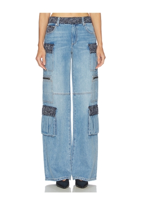 Alice + Olivia Cay Baggy Denim Cargo in Blue. Size 25. Also in 24, 26, 27, 28, 29, 30, 31.