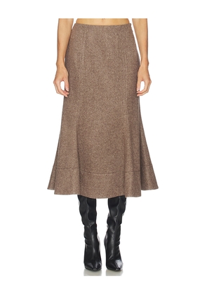 Camila Coelho Sidonia Midi Skirt in Taupe. Size L. Also in S, XL.