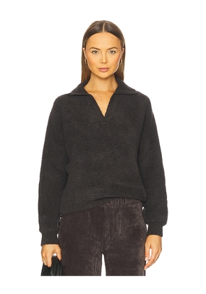 Barefoot Dreams CozyChic Dolman Rib Collared Pullover in Charcoal. Size L. Also in M, S, XL, XS.