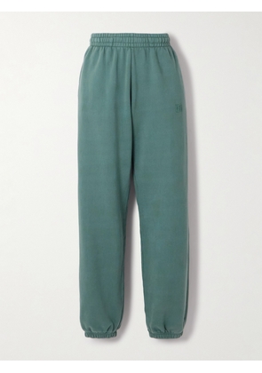 Anine Bing - Karter Cotton-fleece Tapered Track Pants - Green - x small,small,medium,large