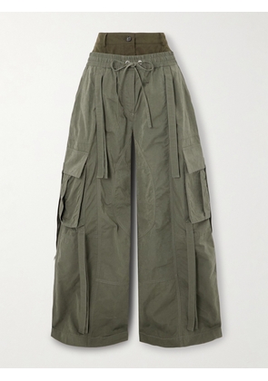 Dolce & Gabbana - Oversized Tie-detailed Waxed-faille Cargo Pants - Green - IT36,IT38,IT40,IT42,IT44,IT46,IT48