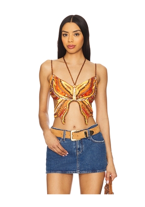 h:ours Carola Embellished Top in Orange. Size M. Also in L.