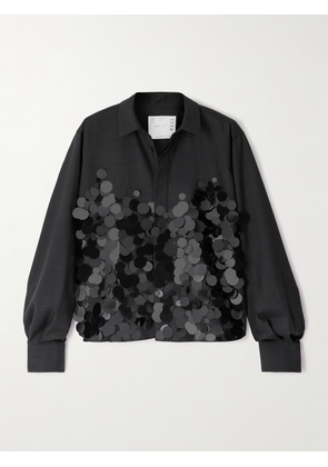 Sacai - Sequin-embellished Wool Shirt - Gray - 1,2,3,4