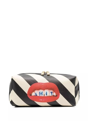 Seletti graphic-print striped wash bag - Black