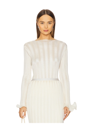 SIMKHAI Carys Mock Neck Top in Ivory. Size 10. Also in 8.