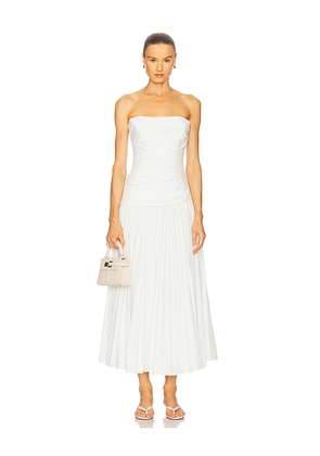 SIMKHAI Arie Strapless Bustier Midi Dress in White. Size 10. Also in 0, 12, 2, 4, 6, 8.