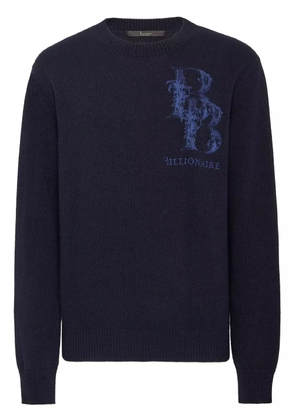 Billionaire logo-embroidered crew-neck jumper - Blue