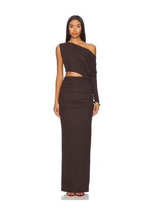 NBD Yahaira Maxi Dress in Brown. Size S. Also in M, XXS.