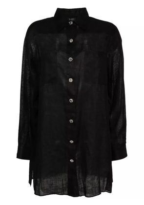 CHANEL Pre-Owned 2000 CC-button linen shirt - Black