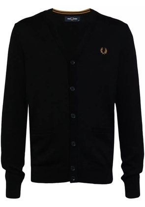 Fred Perry logo-embroidered v-neck cardigan - Black