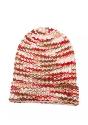HURRAY striped cashmere beanie hat - Neutrals