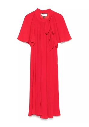 NISSA plissé midi dress - Red