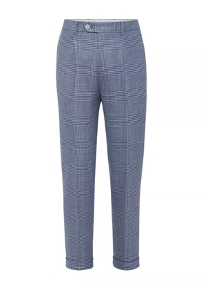 Brunello Cucinelli houndstooth-pattern trousers - Blue
