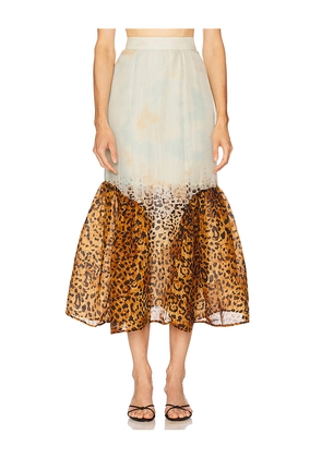 LA FUORI Helen Midi Skirt in Brown. Size M. Also in L, S, XS.