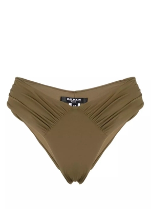 Balmain draped-detail bikini bottoms - Green