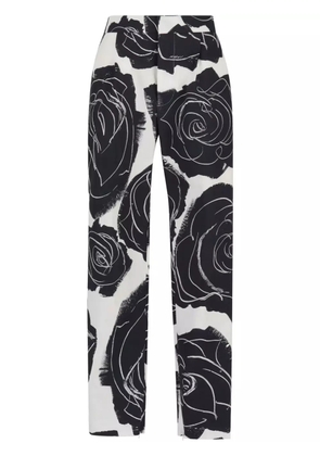 Marni rose-print trousers - White