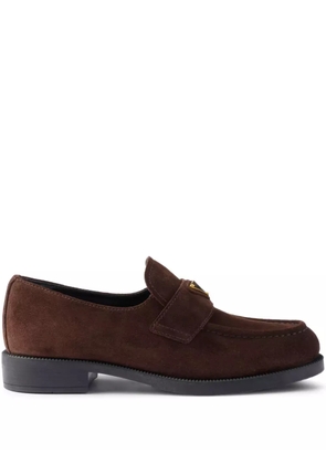 Prada suede triangle-logo loafers - Brown