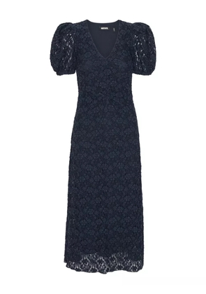 ROTATE BIRGER CHRISTENSEN puff-sleeve lace midi dress - Blue