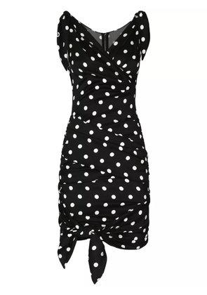Dolce & Gabbana polka-dot draped mini dress - Black