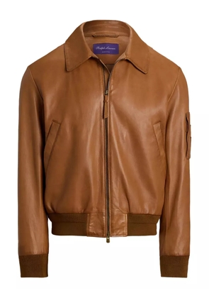 Ralph Lauren Purple Label leather bomber jacket - Brown