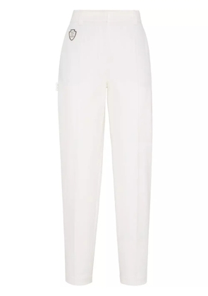 Brunello Cucinelli logo patch tailored trousers - White