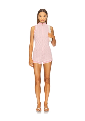 SEROYA Pina Knit Romper in Blush. Size L. Also in M, XL.