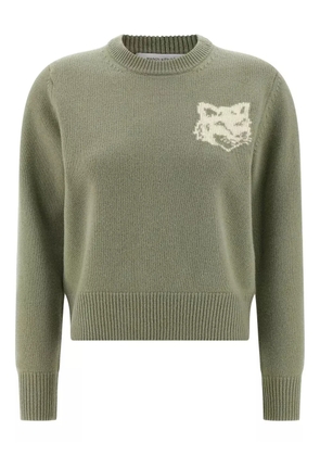 Maison Kitsuné contrast fox head sweater - Green