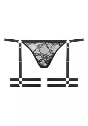 Maison Close garter lace thong - Black