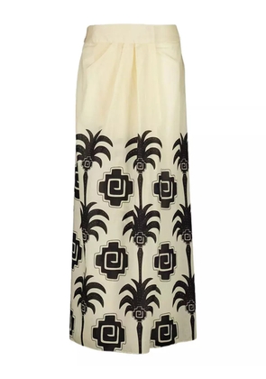 Johanna Ortiz palm-print wrap maxi skirt - White