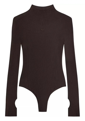 Courrèges logo-embroidered ribbed bodysuit - Brown