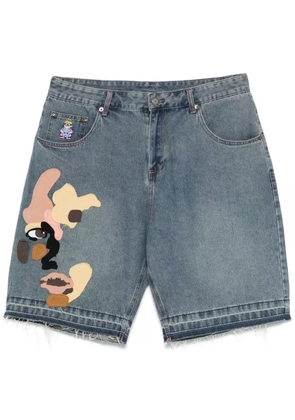 KidSuper patchwork-face shorts - Blue