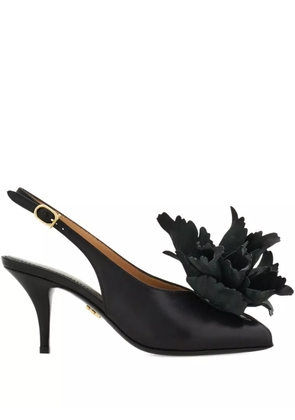 Ferragamo 70mm flower-embellished slingback pumps - Black