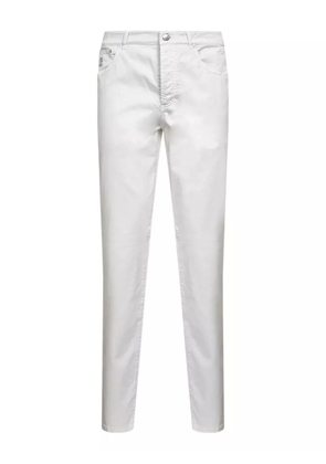 Brunello Cucinelli five-pockets embroidered-detail trousers - White