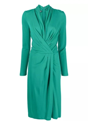 Alberta Ferretti twisted-front long-sleeved midi dress - Green