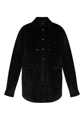 Vivienne Westwood logo-appliqué quilted velvet jacket - Black