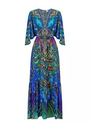 Camilla hem ruffled waisted dress - Blue