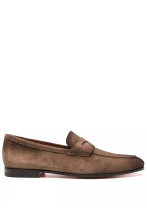 Santoni penny-slot suede loafers - Brown