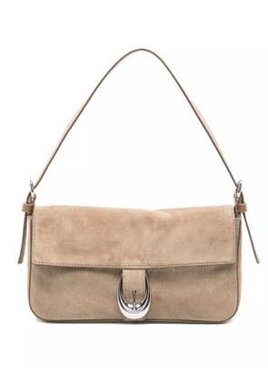 STAUD Harlow buckled suede shoulder bag - Grey
