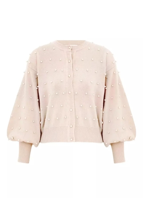 ZIMMERMANN pearl-embellished balloon-sleeve cardigan - White